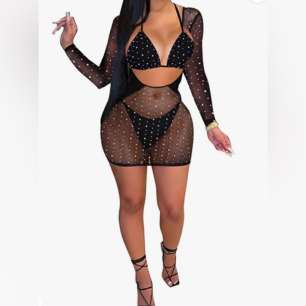 🔥Summer Ready Black/diamond 2 piece Black/w Diamonds🔥